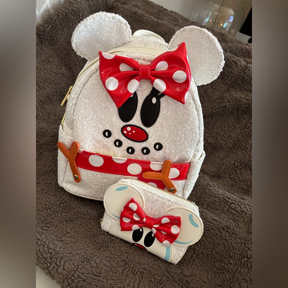 Loungefly White and Red Backpack with Bow